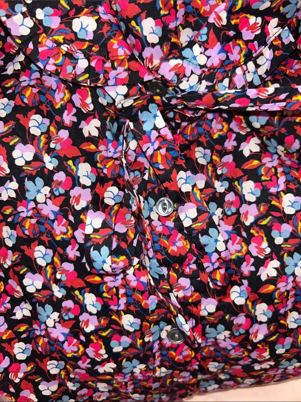 Liberty Art Fabrics x J.Crew Rounded Ruffle Collar Button Up Shirt F8523 Size 6 - Picture 4 of 8